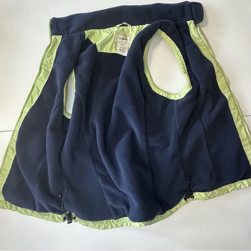 LL Bean fleece lined full zip winter vest women’s XS green &‎ navy - Picture 4 of 12